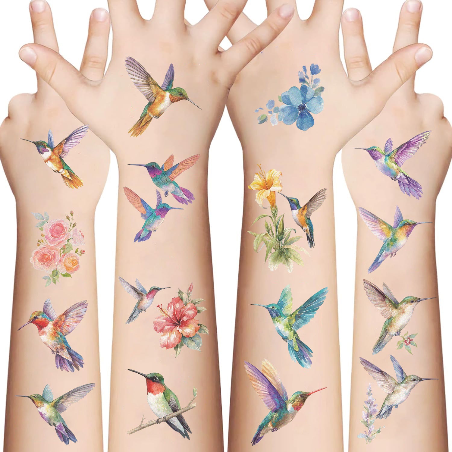 Wholesale 10pcs/pack Cartoon Watercolor Bird Tattoo Waterproof Party Party Gift Funny Fun Face Stickers Cross-border